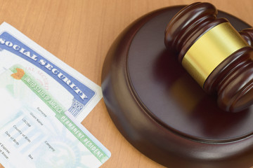 gavel and visa paperwork