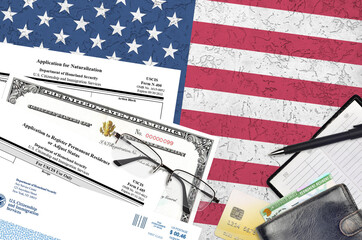 naturalization application and flag