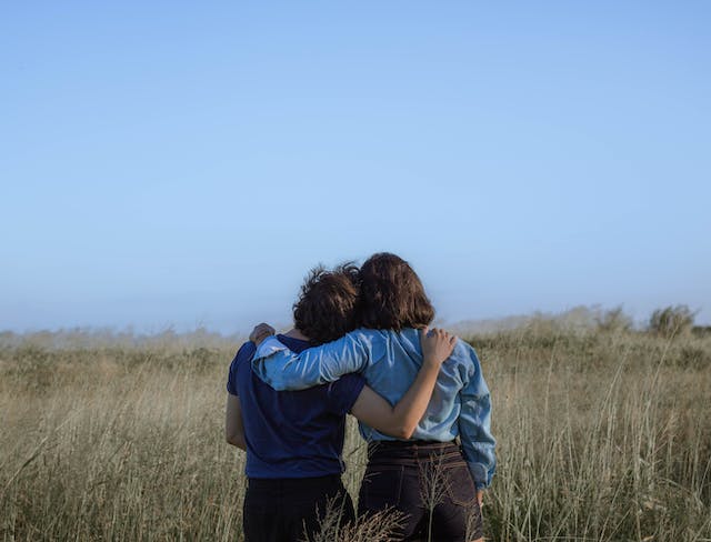two people in field