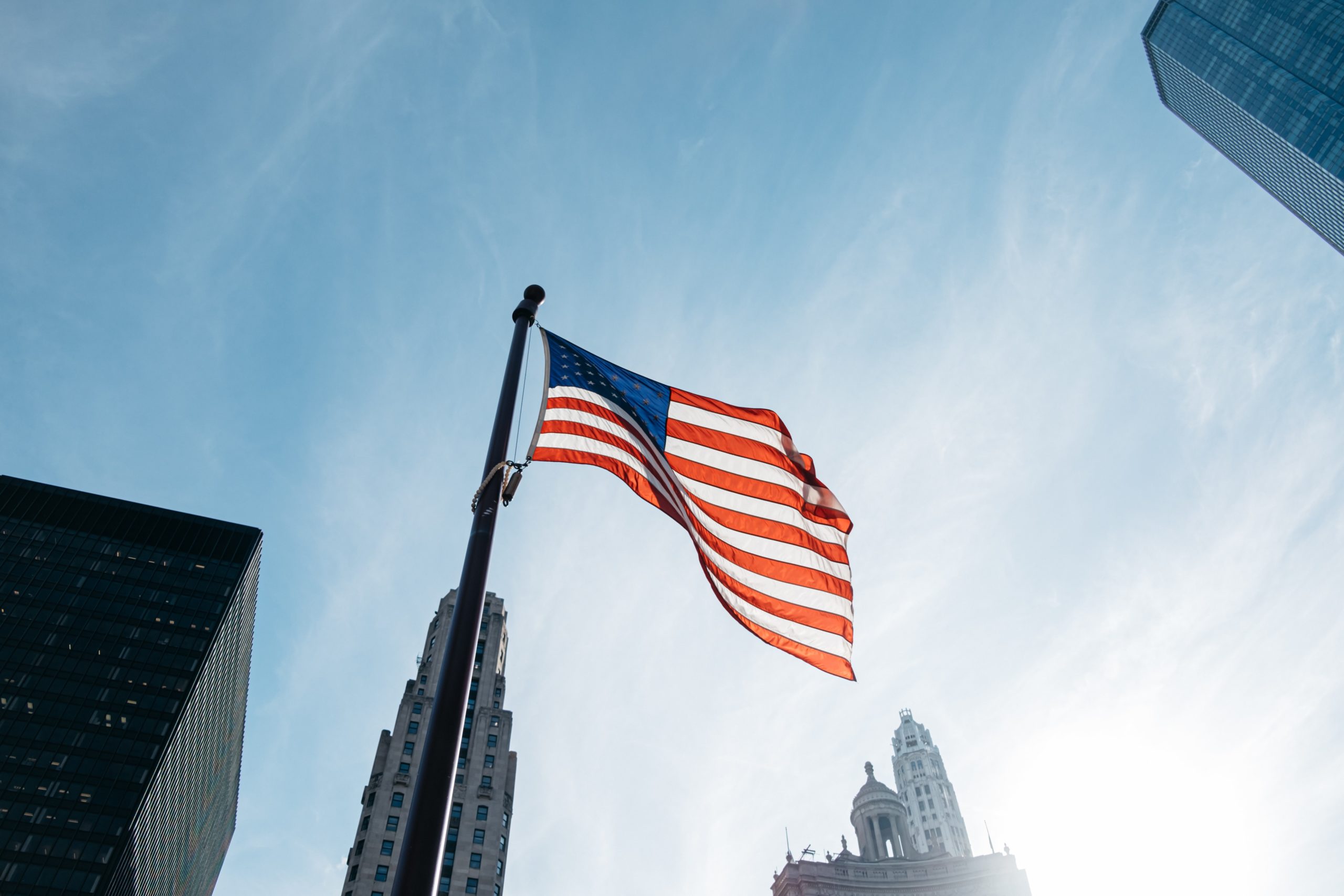 american flag in breeze