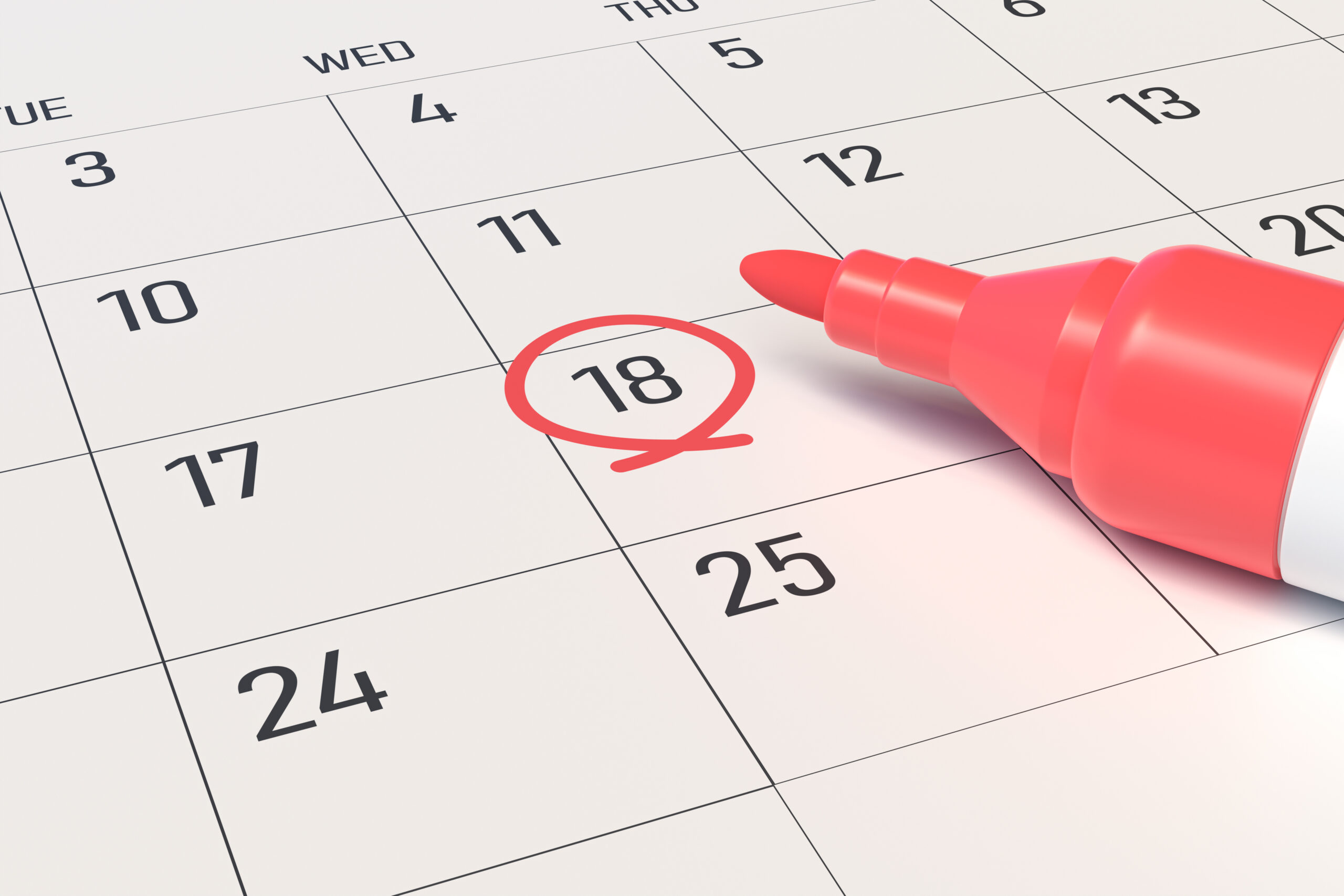 important date circled on calendar