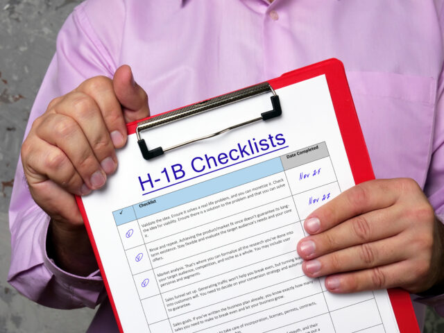 H-1B Checklists phrase on the piece of paper.